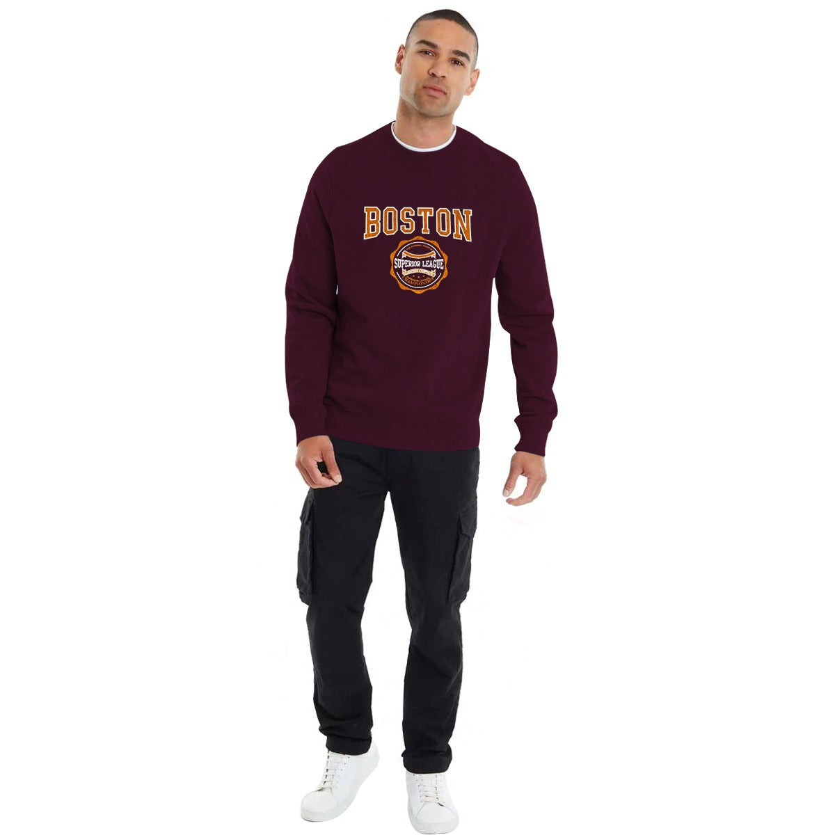 Men's Graphic Printed Sweat Shirt - Burgundy