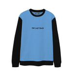 Contrast Sleeves "The Last Train" Emb, Sweat Shirt - Sky Black