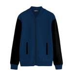 Elegant Contrast Sleeve Fleece Zipper Jacket - Zink
