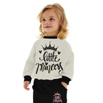 Girls "Little Princess" Printed Twin Set - Skin & Black