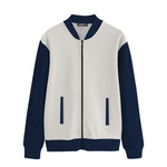 Elegant Contrast Sleeve Fleece Zipper Jacket - Off White
