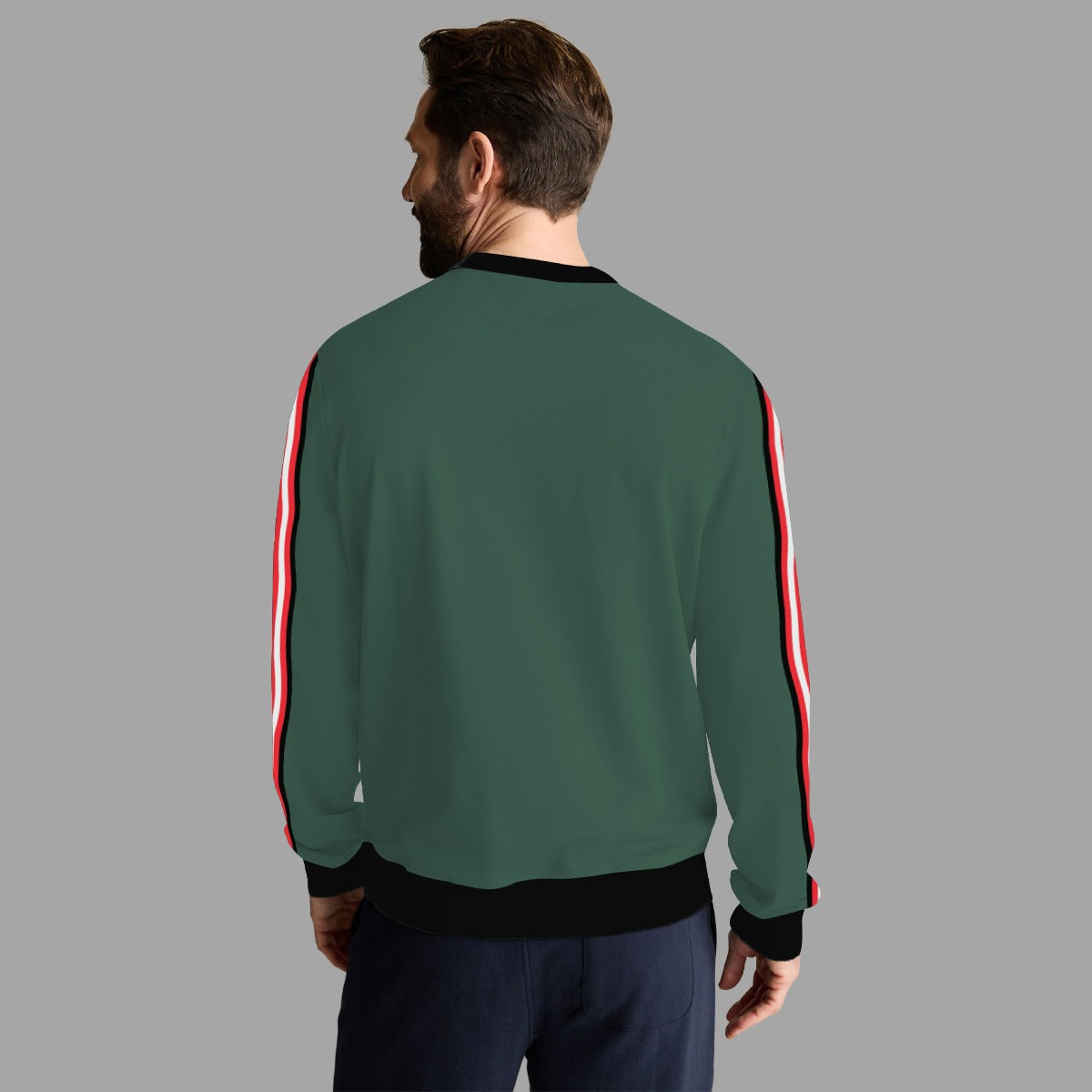 Super Solid Sleeves Fashion Fleece Sweat Shirt - Green
