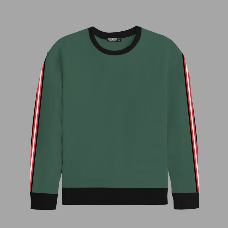 Super Solid Sleeves Fashion Fleece Sweat Shirt - Green