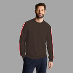 Super Solid Sleeves Fashion Fleece Sweat Shirt - Brown