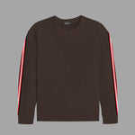 Super Solid Sleeves Fashion Fleece Sweat Shirt - Brown
