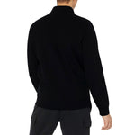 Mock Neck Fleece Zipper Jacket With Badge - Black