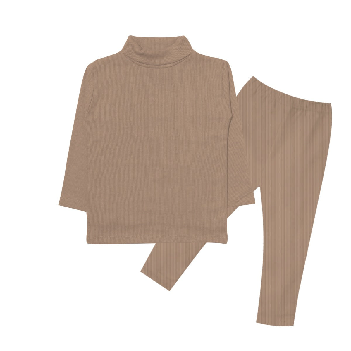 Kid's High Neck Rib Inner Suit - Brown
