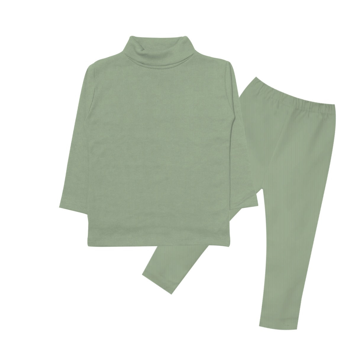 Kid's High Neck Rib Inner Suit - Sea Green