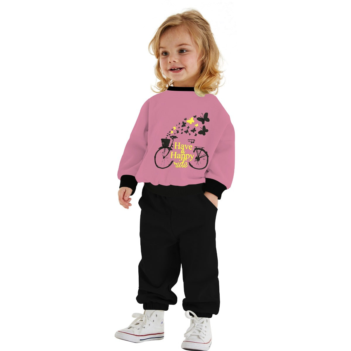 Girl's Graphic Printed Sweat Shirt - Tea Pink