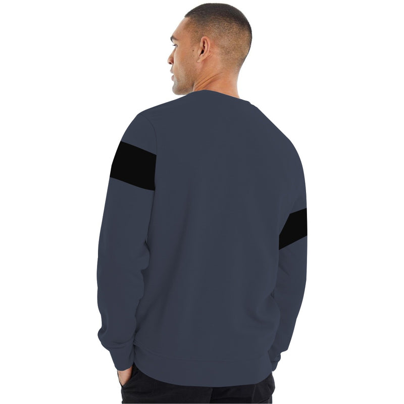 Cut & Sew "Brooklyn" Printed Panel Sweat Shirt - Gray