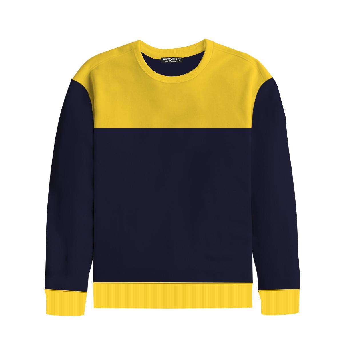 Hangree Combo Panel Sweat Shirt - Navy & Yellow