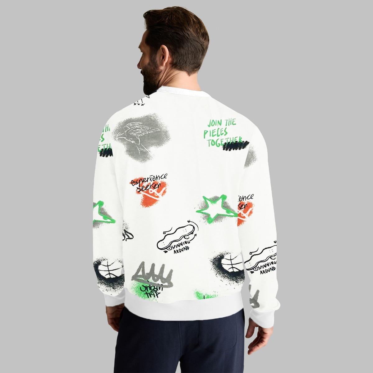 All Over Graphic Printed Sweat Shirt - White