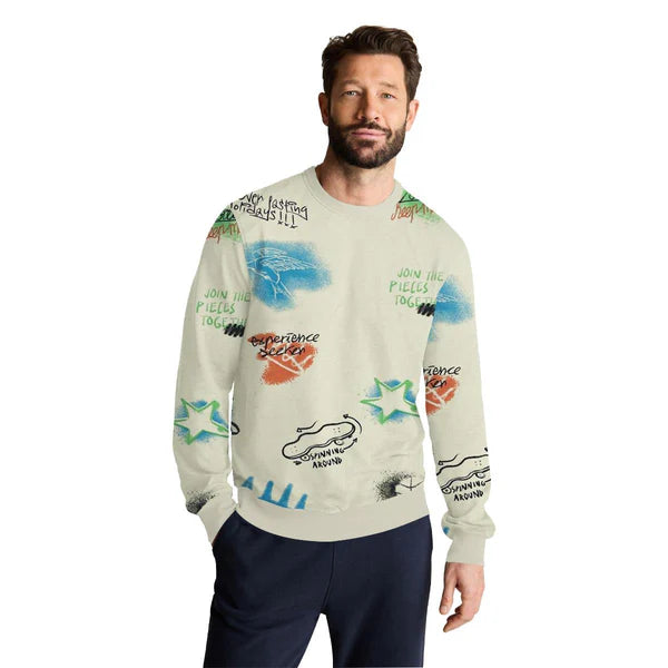 All Over Graphic Printed Sweat Shirt - Off White (Minor Fault)