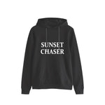 Exclusive "Sunset Chaser" Printed Pull Over Fleece Hoodie - Gray Black