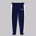 Hangree Signature Emb Close Bottom Panel Fashion Sweat Pant - Navy