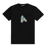 Allien Biker Embroidered Men Tee Shirt - Black