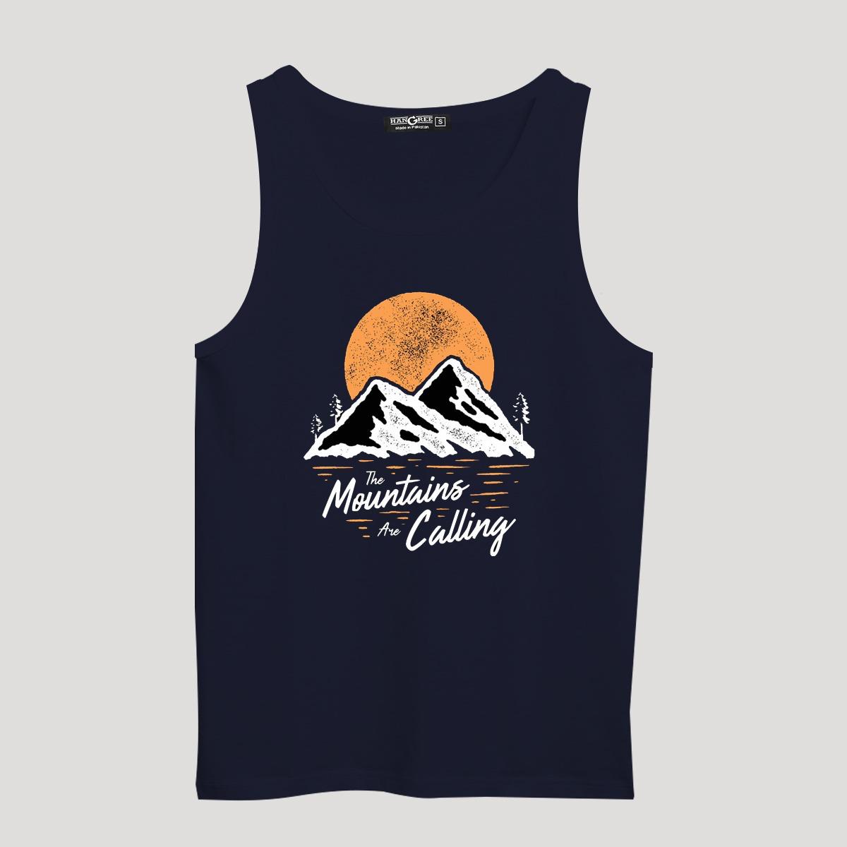 HG "Mountains" Printed ActiveFit Sleeveless Vest - Oxford Blue