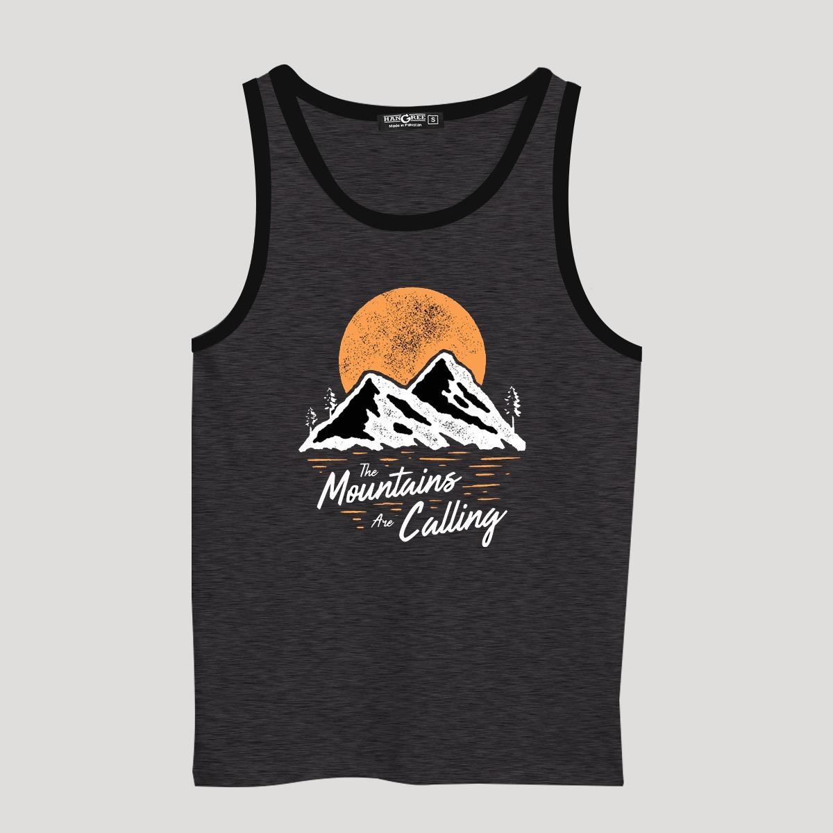 HG "Mountains" Printed ActiveFit Sleeveless Vest - Charcoal Gray