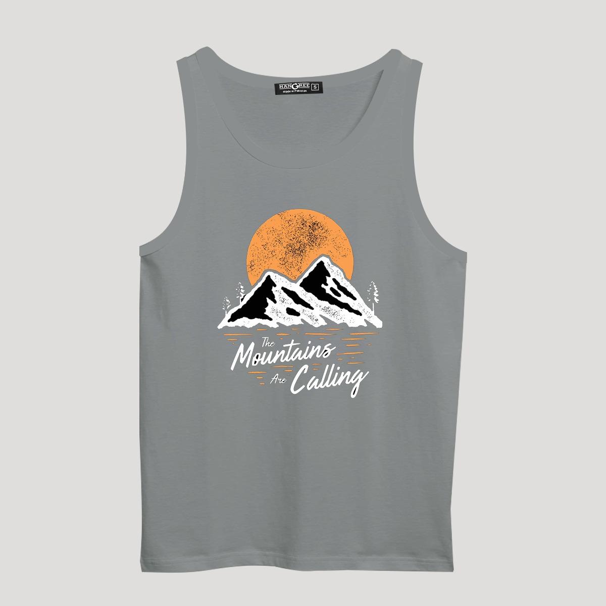 HG "Mountains" Printed ActiveFit Sleeveless Vest - Silver Gray