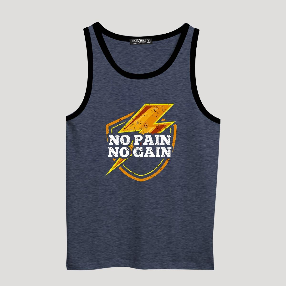 HG "NO PAIN NO GAIN" Printed Stylish Vest For Men's - Slate Blue