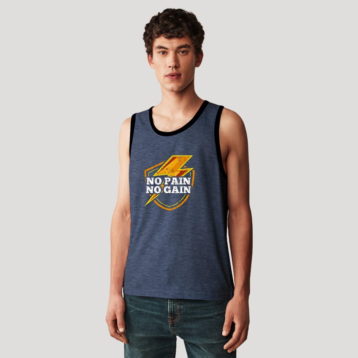 HG "NO PAIN NO GAIN" Printed Stylish Vest For Men's - Slate Blue