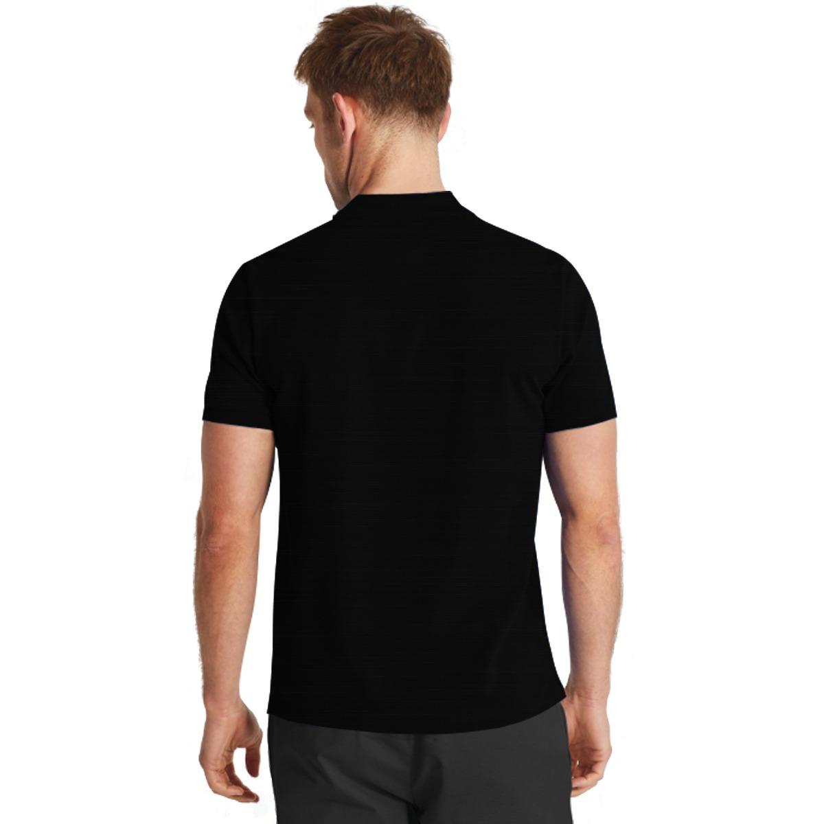 Signature Embroidered Self Collar Polo - Black