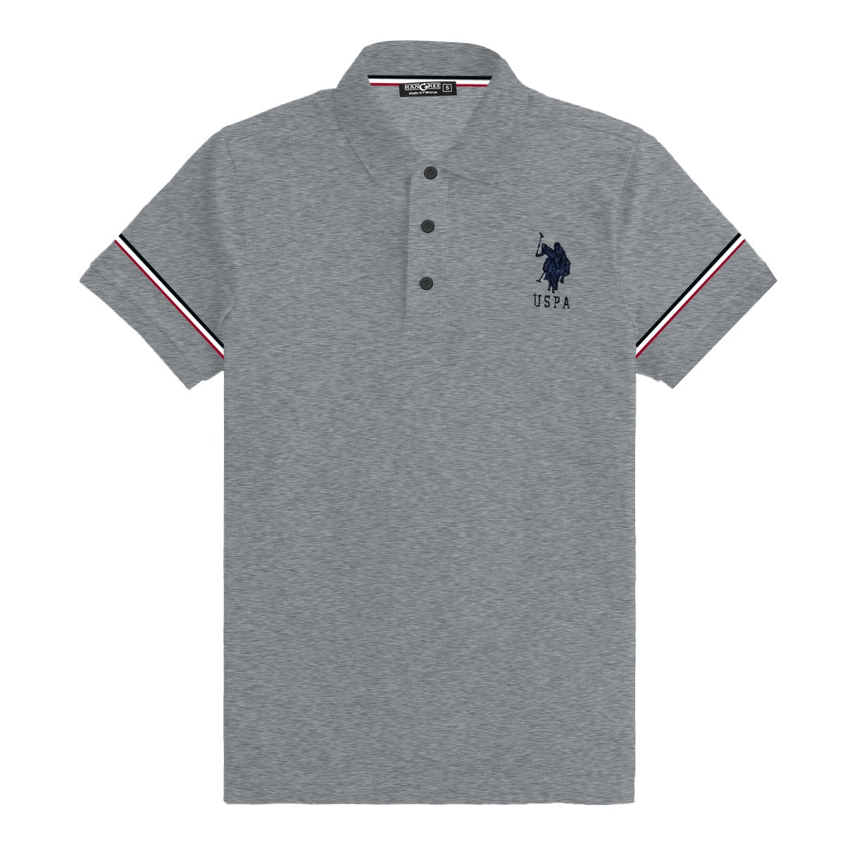 Signature Embroidered Self Collar Fashion Polo - Hyder Gray