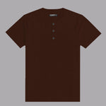 Exclusive Thermal Cotton Henley Tee Shirt - Brown