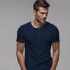 Exclusive Thermal Cotton Henley Tee Shirt - Navy
