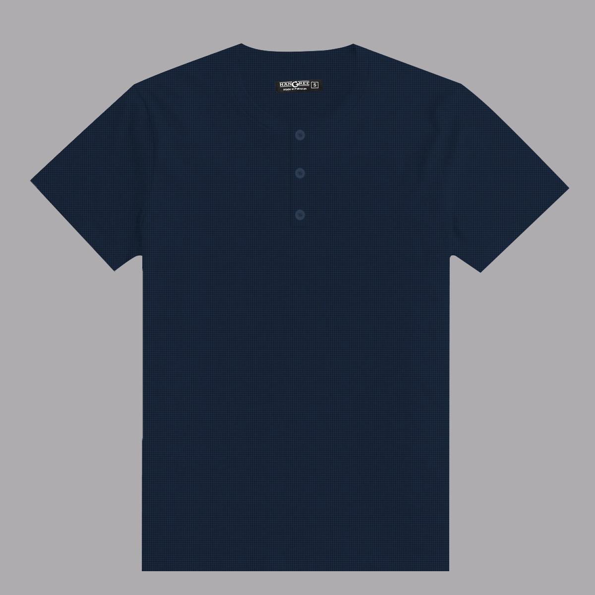 Exclusive Thermal Cotton Henley Tee Shirt - Navy