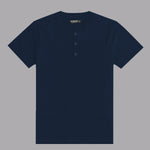 Exclusive Thermal Cotton Henley Tee Shirt - Navy