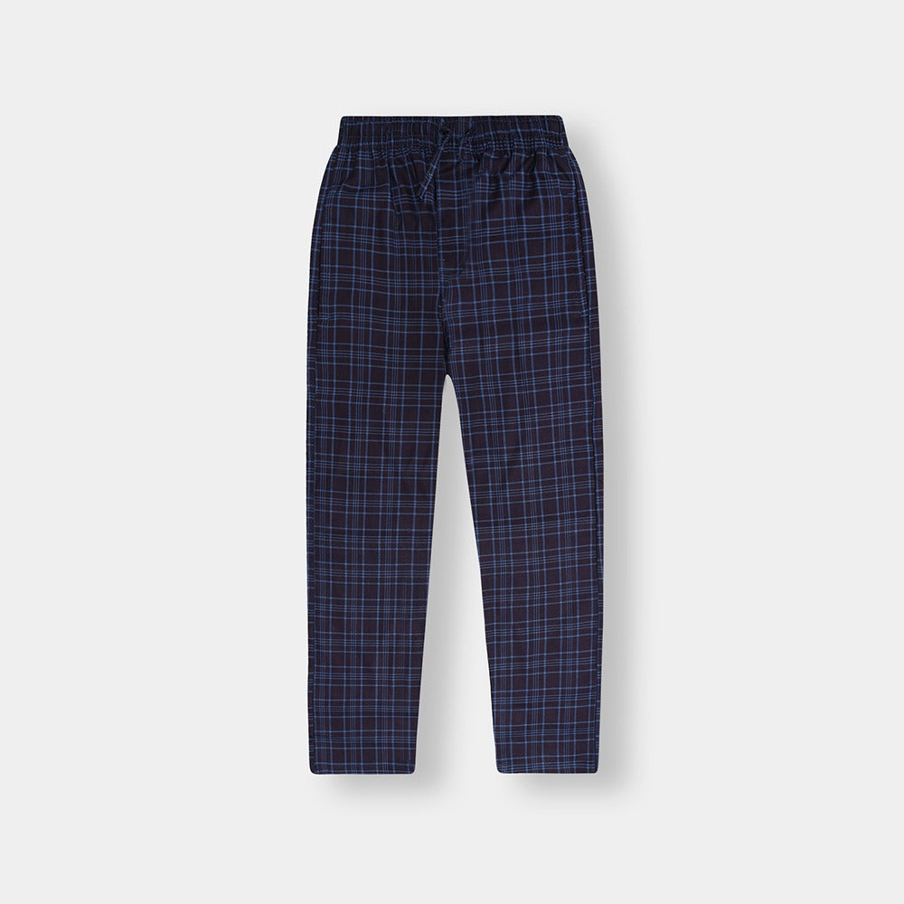 Men Casual Check Trouser - Navy