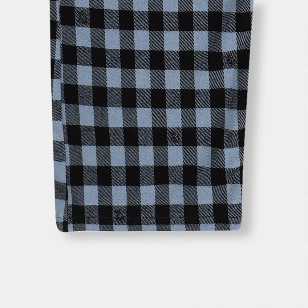 Men Casual Check Trouser -  Black Blue