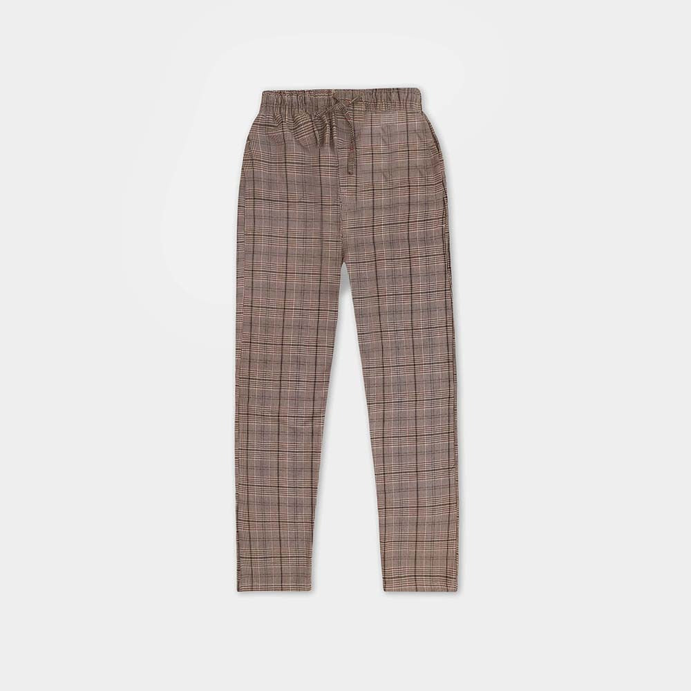 Men Casual Check Trouser - Brown