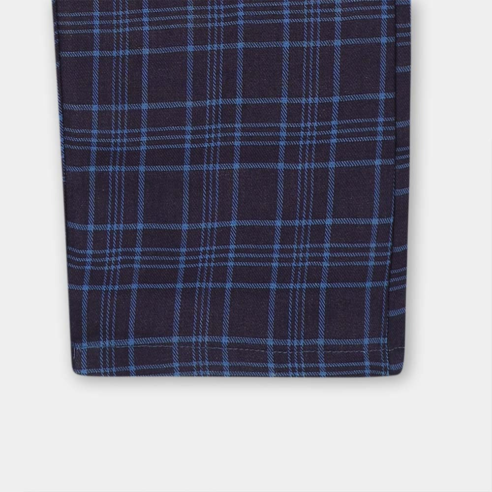 Men Cargo Casual Check Trouser - Navy