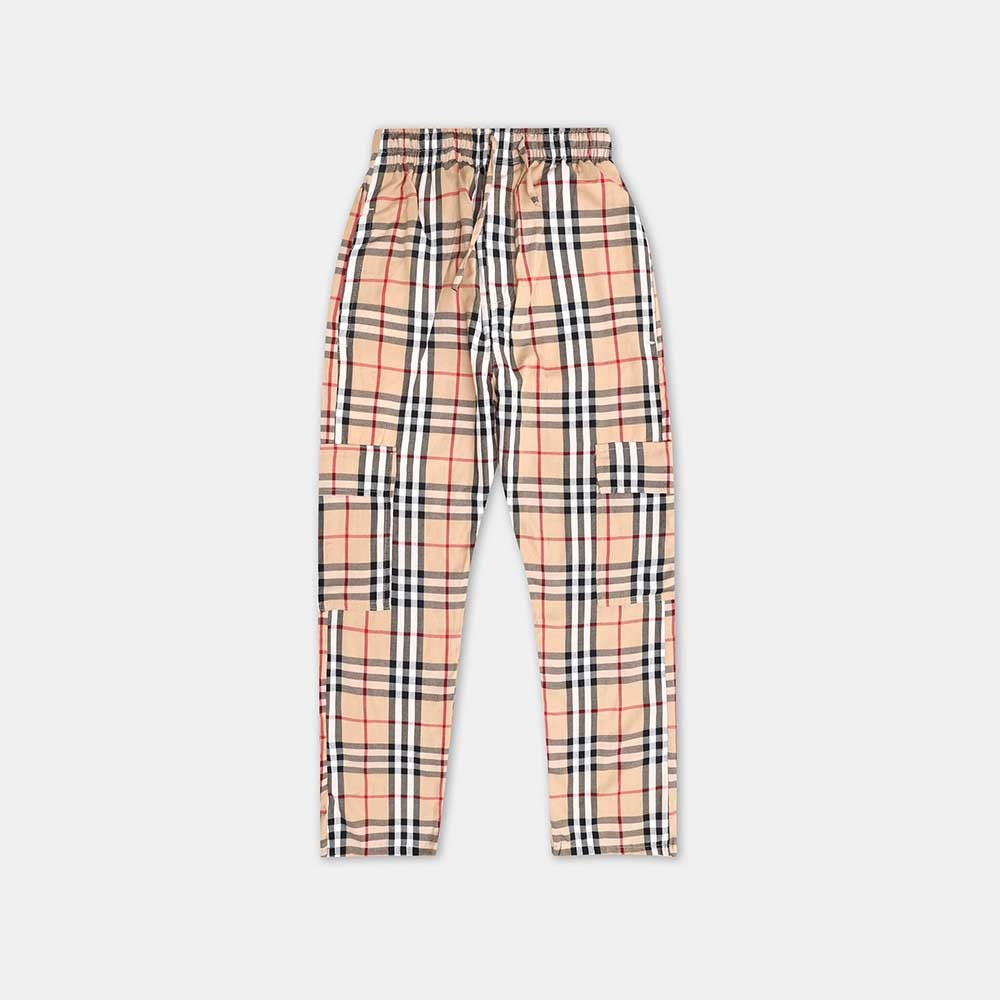 Men Cargo Casual Check Trouser - Beige