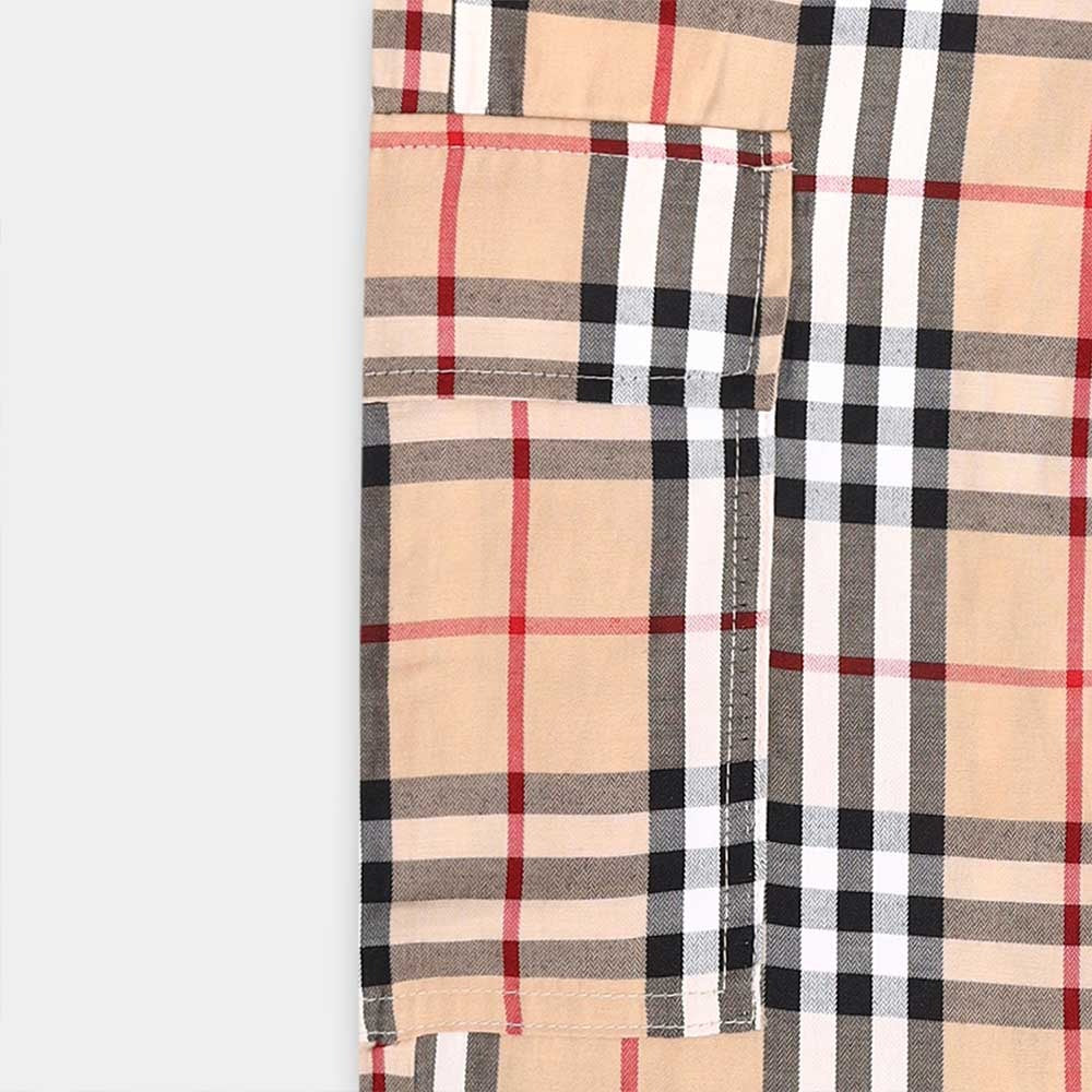 Men Cargo Casual Check Trouser - Beige