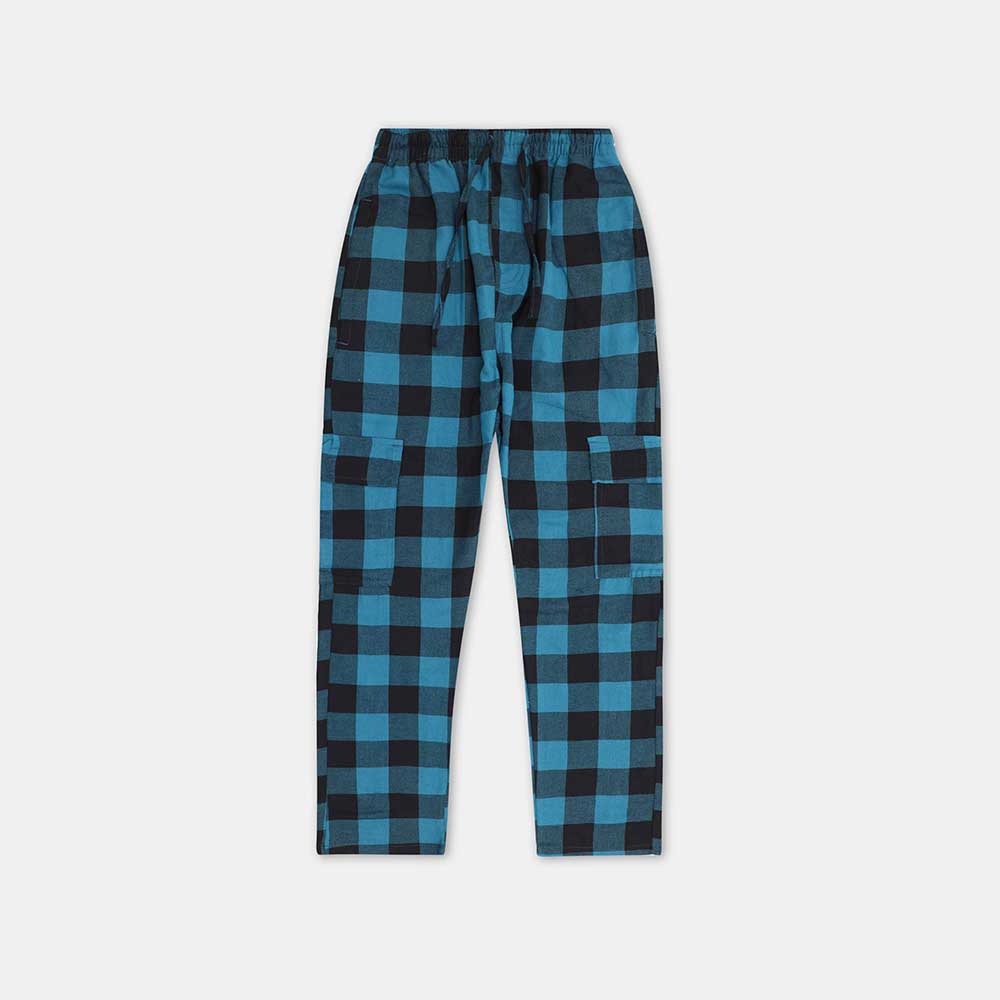 Men Cargo Casual Check Trouser - Blue Box