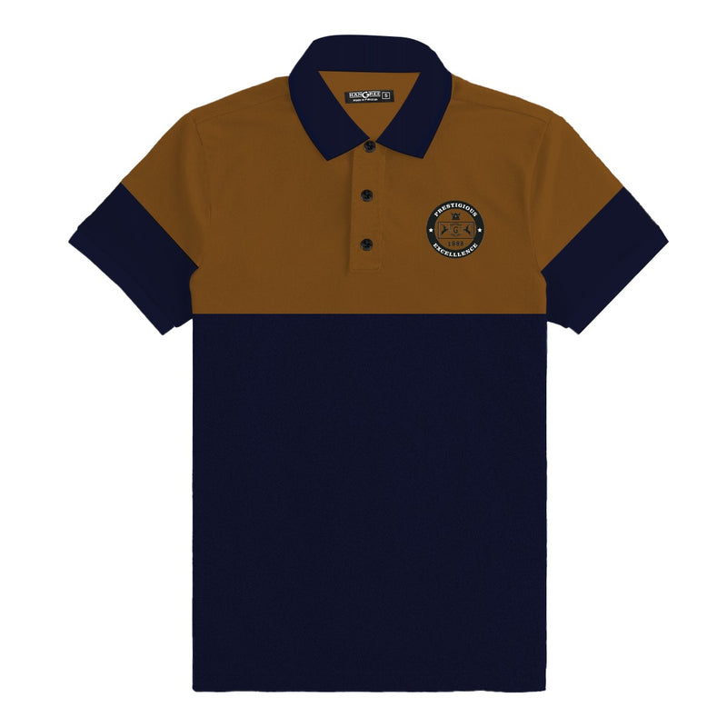 Signature Emb Luxury Panel Polo - Mustered Navy