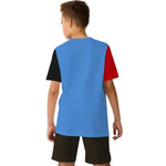 Boys Printed Patch Style Contrast Tee Shirt - True Blue