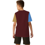 Boys Printed Patch Style Contrast Tee Shirt - Maroon