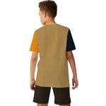 Boys Printed Patch Style Contrast Tee Shirt - Skin Brown