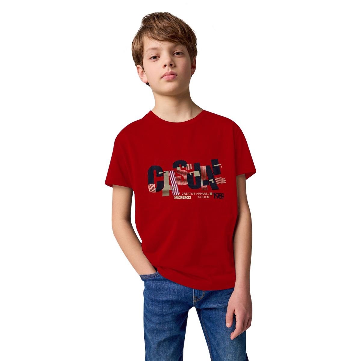 Boys "Casual" Printed Tee Shirt - Red