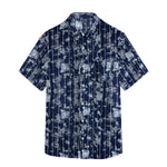 Men’s Abstract Grid Printed Casual Shirt - Navy