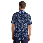 Men’s Abstract Grid Printed Casual Shirt - Navy