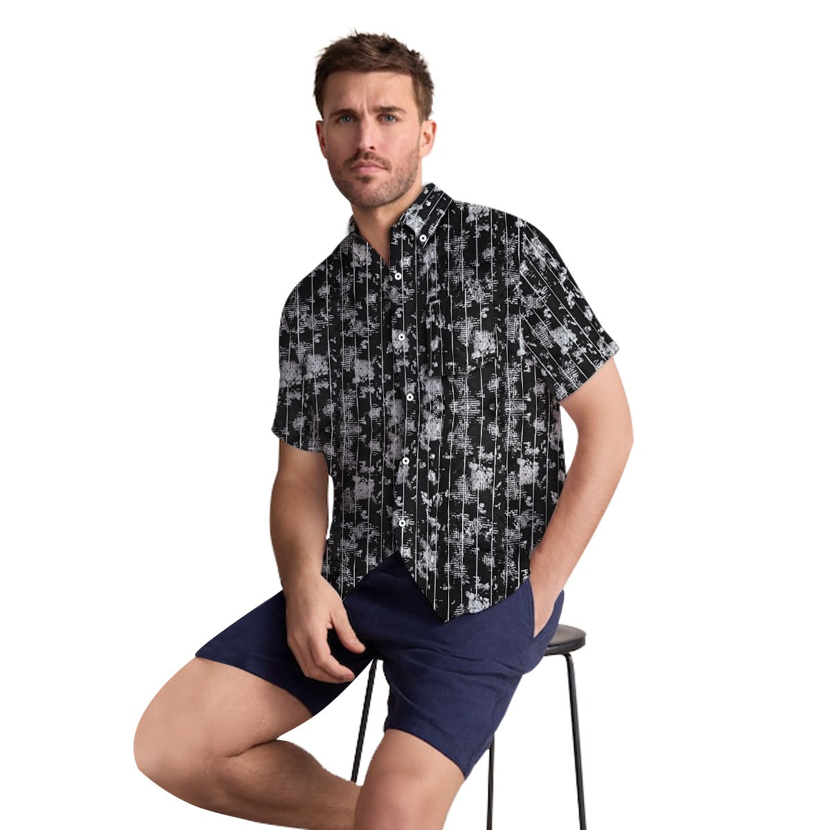 Men's All Over Cotton Half Sleeves Casual Shirt - White
