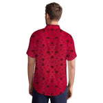 Men’s Leaf & Polka Print Half Sleeve Casual Shirt – Red