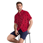 Men’s Leaf & Polka Print Half Sleeve Casual Shirt – Red