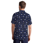 Men’s Leaf & Polka Print Half Sleeve Casual Shirt – Navy