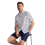 Men’s Geometric Pattern Half Sleeve Casual Shirt – White